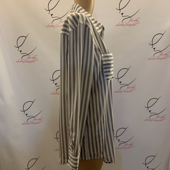 ANA. Size Small. Silky Stripe Long Sleeve. Button Cuff. Oversized Shirt. B81. - Picture 4 of 6